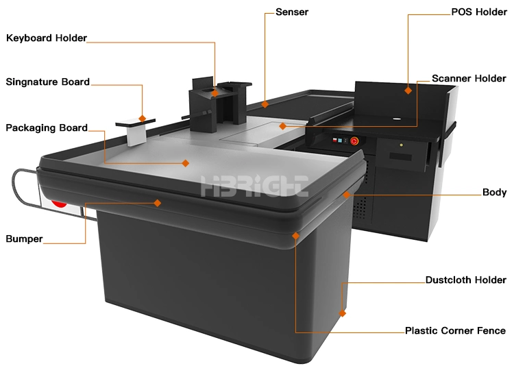 Grocery Store Checkout Cashier Counter with Conveyor Belt